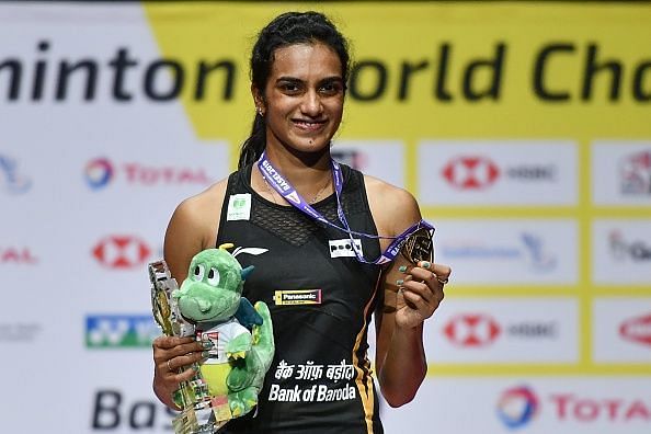 PV Sindhu with the BWF World Championships gold medal in 2019 at Basel