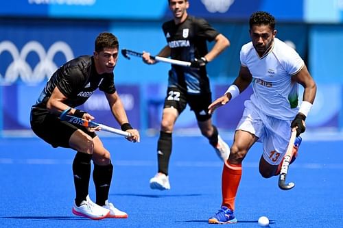 India's Vaun Kumar in action against Argentina.