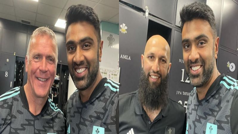 Ravichandran Ashwin shared photos with Hashim Amla and Alec Stewart after working briefly in Surrey