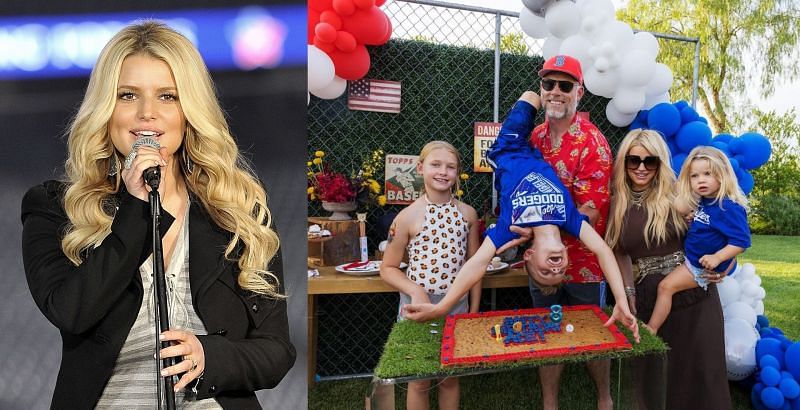 Jessica Simpson in 2011. Simpson with family in 2021 (Image via Mike Kaplan - DefenseImagery, and Instagram/JessicaSimpson)