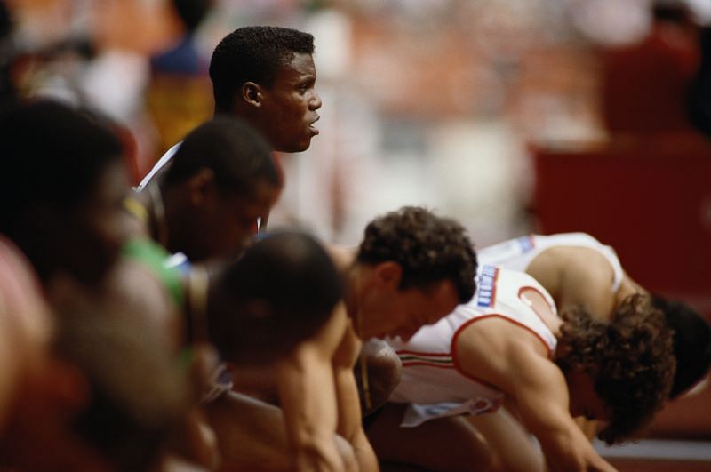 Carl Lewis in action at the Seoul Olympics in 1988