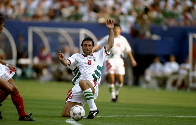 Hristo Stoichkov in action for Bulgaria