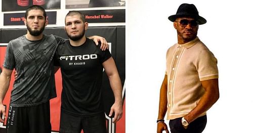 Khabib Nurmagomedov & Islam Makhachev (left) and Kamaru Usman (right) [Image credits: @usman84kg and @khabib_nurmagomedov on Instagram]