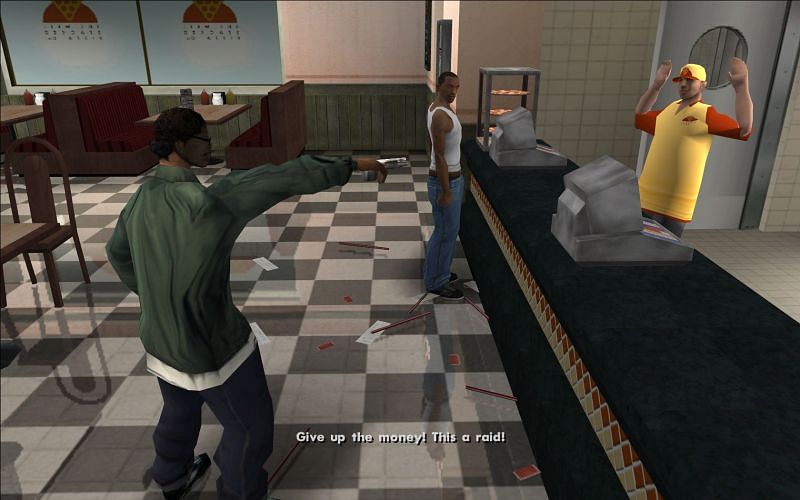 This doesn&#039;t go the way Ryder was hoping for (Image via GTA Wiki)