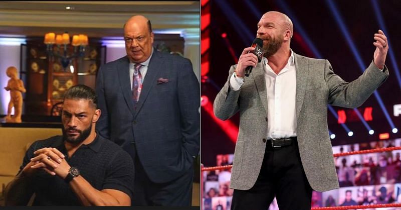 Roman Reigns with Paul Heyman; Triple H