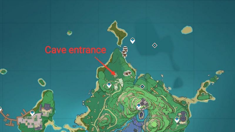 Ruin Sentinel locations on Narukami Island (image via Genshin Impact Interactive World Map)