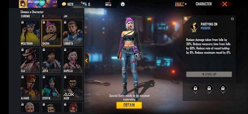 Dasha&#039;s Partying On ability (Image via Free Fire)