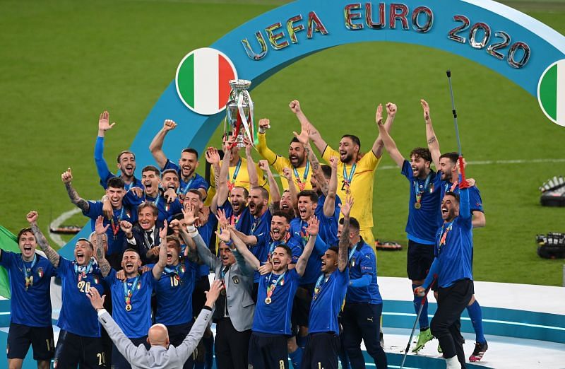 Italy rejoice after winning the UEFA Euro 2020 Final against England.