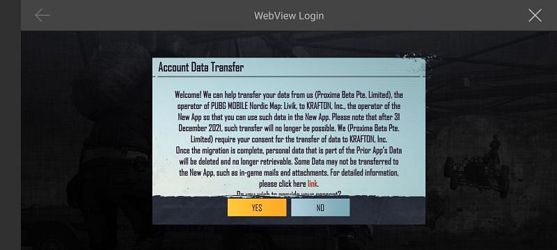 Data transfer in Battlegrounds Mobile India