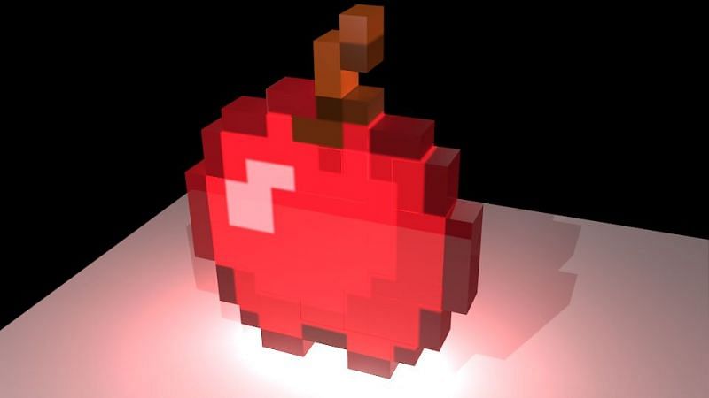 A tasty-looking 3D render of a Minecraft apple (Image via DeviantArt)