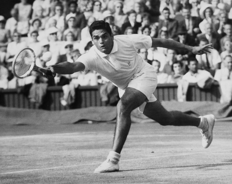 Ramanathan Krishnan at the Wimbledon Lawn Tennis Championships in 1960