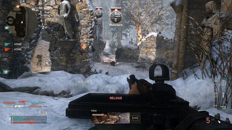 Call of Duty WWII screen capture of Capture the Flag mode (Image via YouTube)