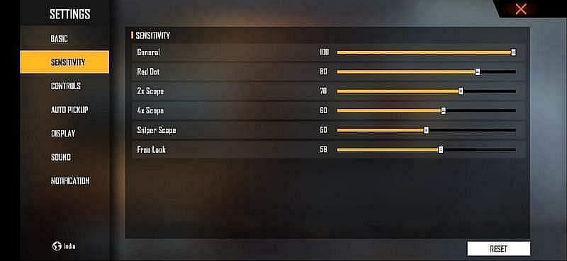 Free Fire sensitivity for maximum headshots in close-range