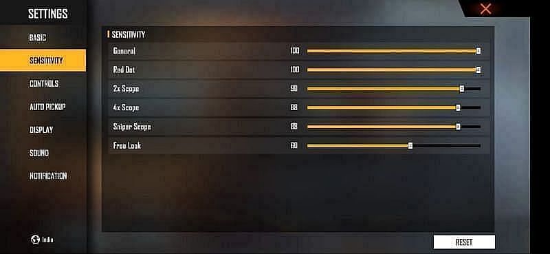 Best Free Fire sensitivity for mid-range headshots (Image via Free Fire)