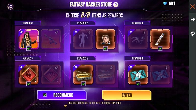 Users have to select one item from each rewards set (Image via Free Fire)