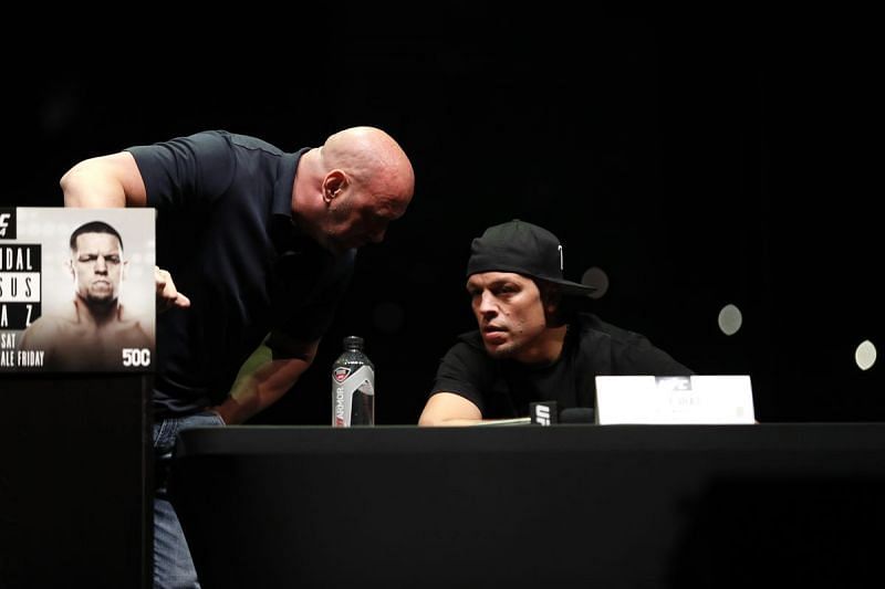 Nate Diaz (right) has never been afraid to sit out to ensure he gets what he&#039;s worth from Dana White.