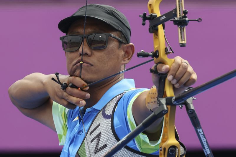 Tarundeep Rai of Team India competes in the Men&#039;s Team quarterfinals on day three of the Tokyo 2020 Olympic Games