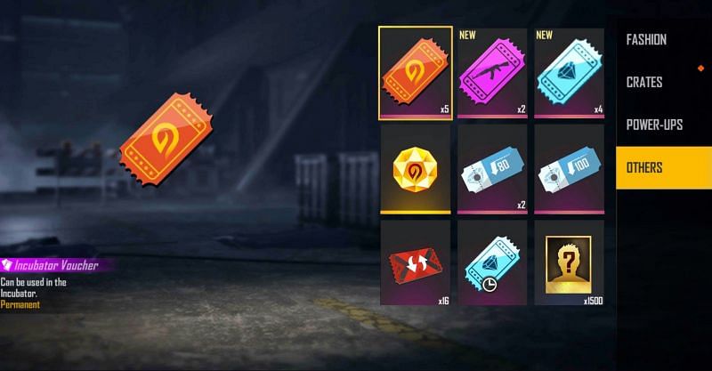 Players can obtain 5x Incubator, 2x Diamond Royale and 2x Weapon Royale vouchers (Image via Free Fire)