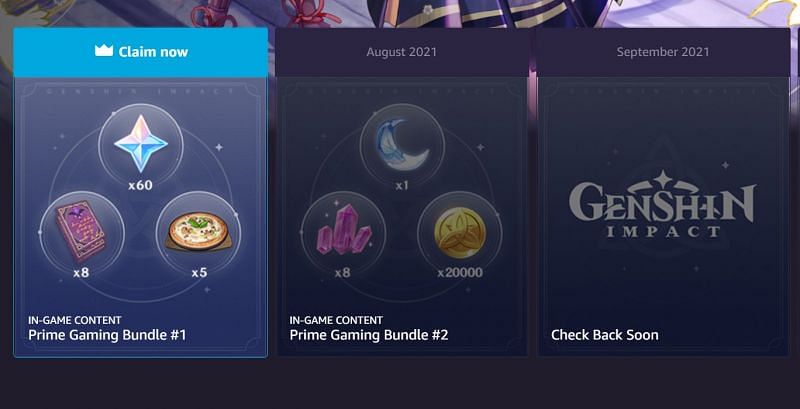 Prime Gaming redeem code rewards for Genshin Impact (image via Amazon)
