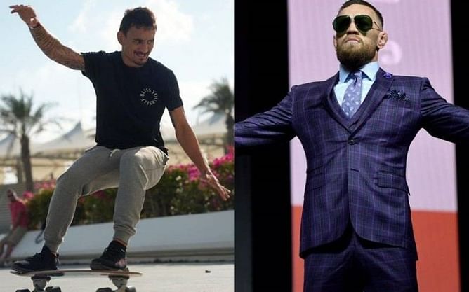 Watch: Max Holloway casually shows up at T-Mobile Arena on skateboard for UFC 264 pre-fight press conference
