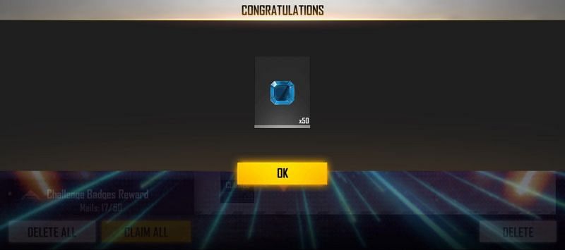 The tokens can be claimed from the mail system (Image via Free Fire)