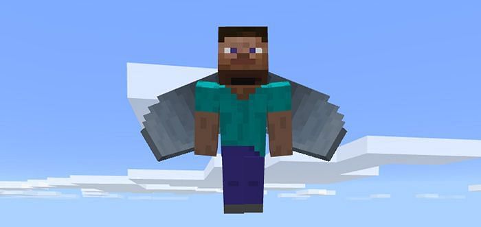 Steve soaring through the air with his elytra (Image via mcpedl)