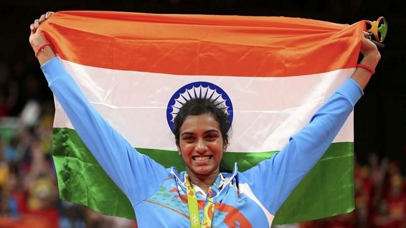 PV Sindhu after winning the historic silver medal at the 2016 Rio Olympics