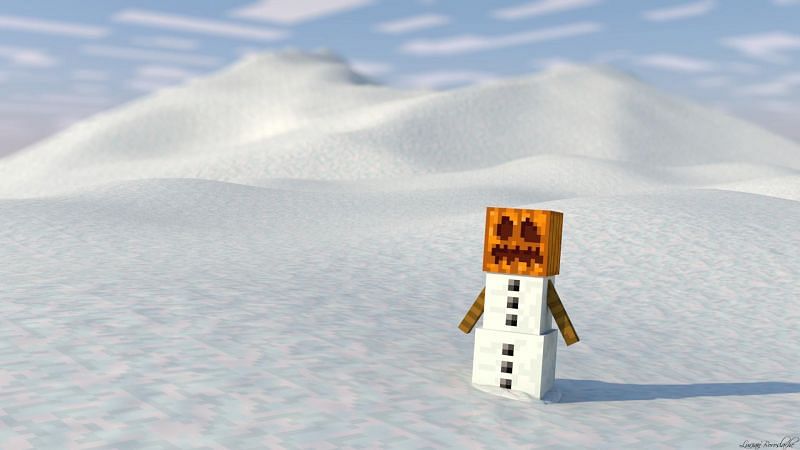 A lone snow golem literally just chilling (Image via Reddit)