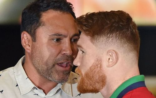 Oscar De La Hoya (left); Canelo Alvarez (right)