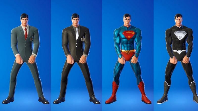 All the Superman skin variants in Fortnite (Image via YouTube)