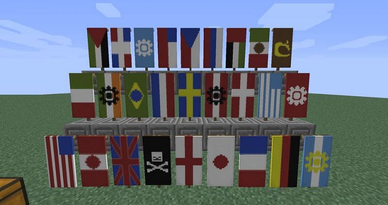 World flags made using banners in Minecraft (Image via Reddit)