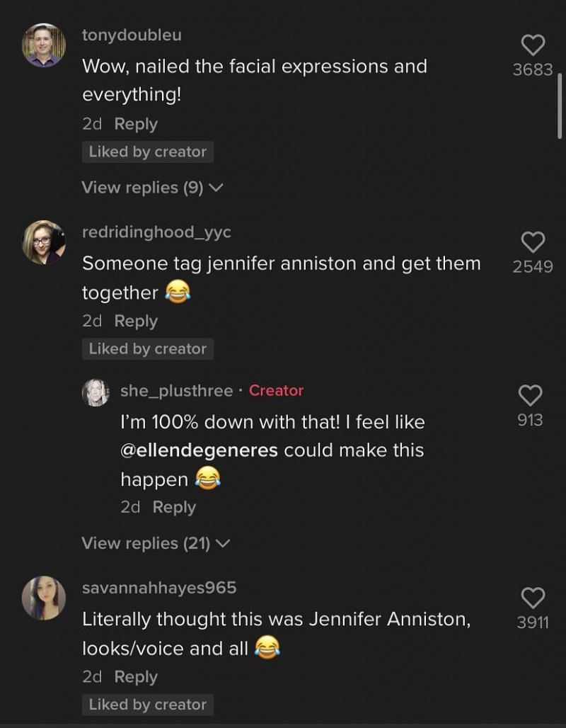 TikTok goes crazy over Jennifer Aniston&#039;s look-a-like 1/3 (Image via TikTok)
