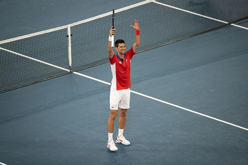 Novak Djokovic celebrates his win over Jan-Lennard Struff