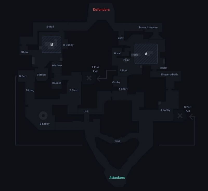 Bind map callouts. (Screengrab from Blitz.gg) KAY/O&#039;s ZERO/Point lineup from Bind&#039;s B Port Exit. (Screengrab from u/EsportsConnoisseur/Reddit)