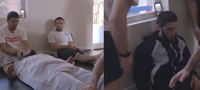 Watch: Islam Makhachev physically struggles during back breaking weight cut regime for UFC Vegas 31