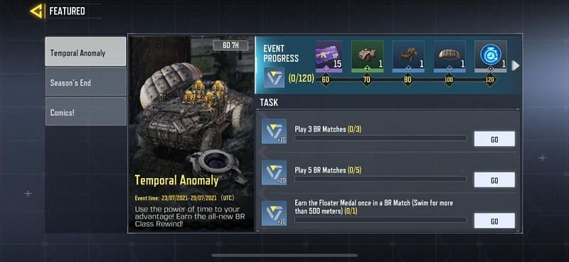 Temporal Anomaly in Featured Events (Image via COD Mobile)