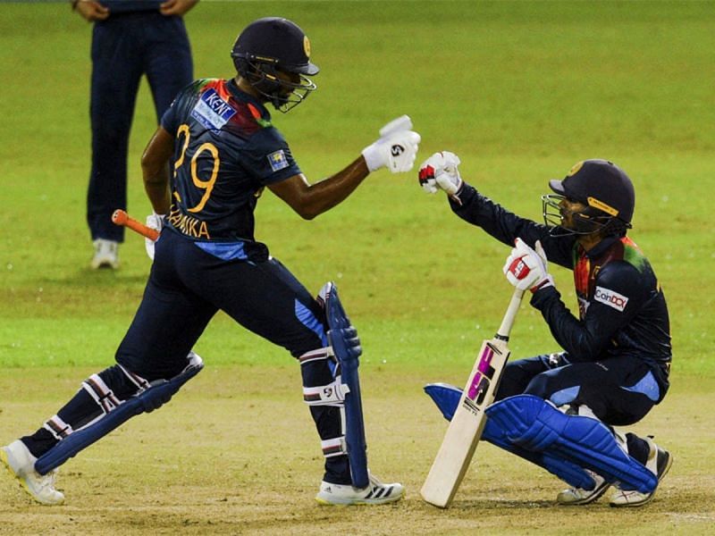 Sri Lanka&#039;s Chamika Karunaratne and Dhananjaya De Silva after a win (P.C. Twitter)
