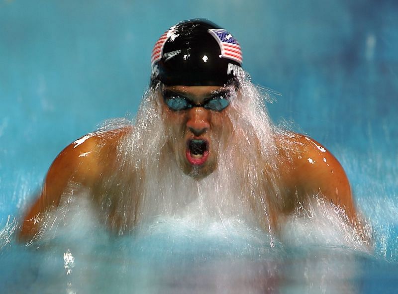 Michael Phelps at the 200m freestyle event at the 2004 Athens Olympics