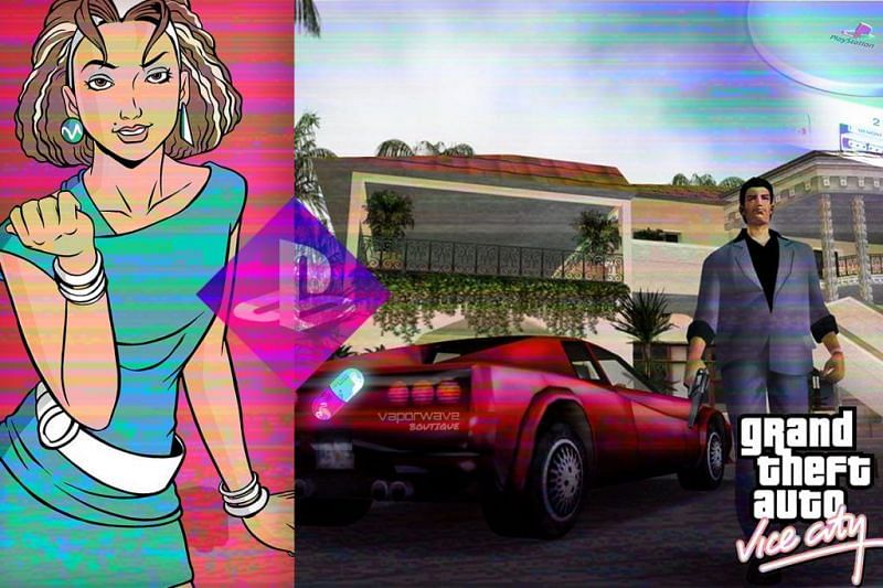 GTA Vice City&#039;s music is often considered one of the best parts of the game today (Image via Vaporwave Boutique)