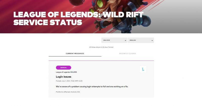 Riot Games Status de serviço