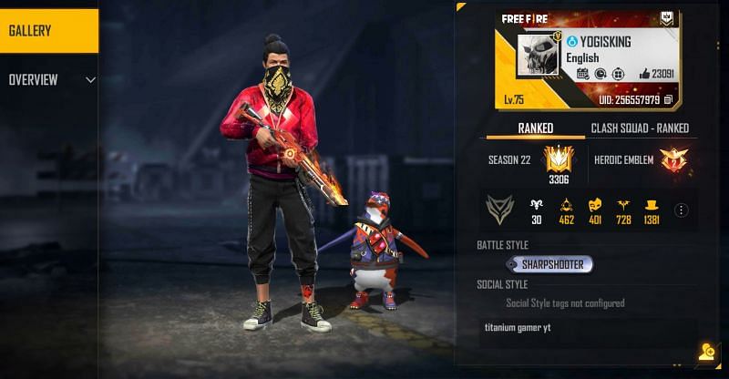 Titanium Gamer&rsquo;s Free Fire ID is 256557979