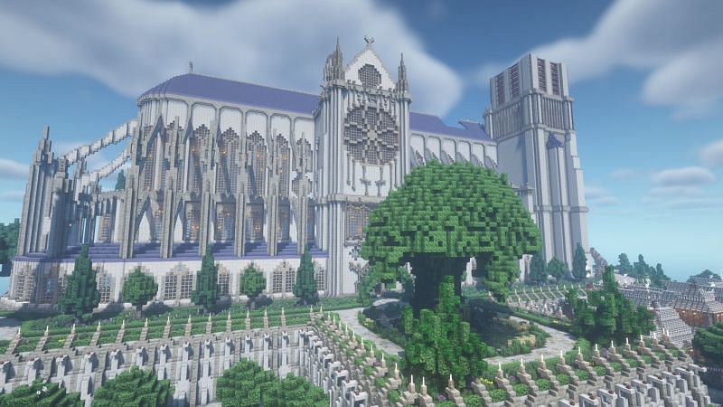 Notre Dame custom map made by Mateo Grgić with BSL shader and battered old stuff resource pack (Image via Minecraft)