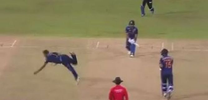 IND vs SL 2021: [Watch]- Dasun Shanaka grabs a stunning return catch to dismiss Nitish Rana