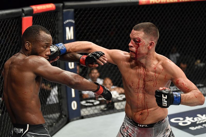 Nate Diaz corners Leon Edwards at UFC 263