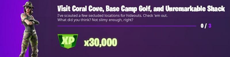 &quot;Visit Coral Cove, Base Camp Golf, and Unremarkable Shack&quot; challenge (Image via HYPEX/Twitter)