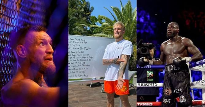 WATCH: Jake Paul's team member shows off controversial t-shirt with faces of Conor McGregor and Deontay Wilder