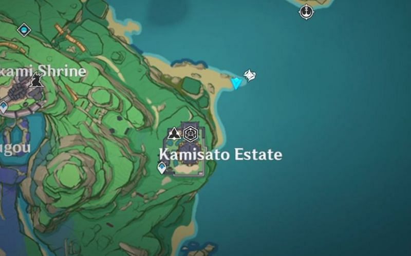 Location of the second old stone slate on the map (Image via Genshin Impact)