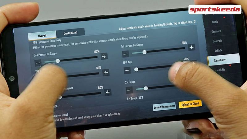 BGMI control layouts and sensitivity settings for gyroscope users