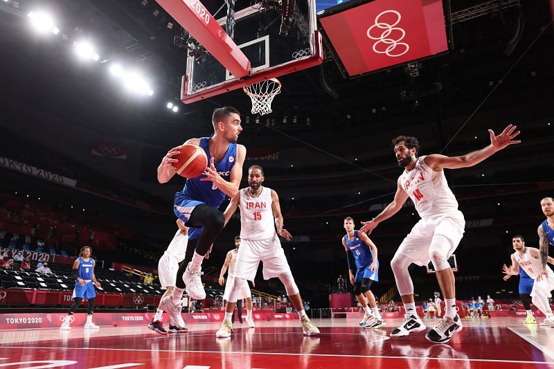 Tomas Satoransky #8 of Team Czech Republic looks to pass against Iran