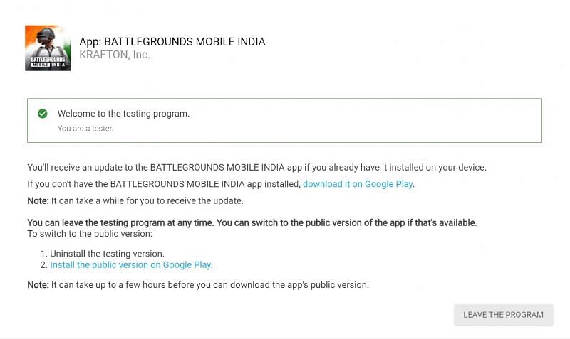 Players can tap on the &#039;Download it on Google Play&#039; option after registering as a tester